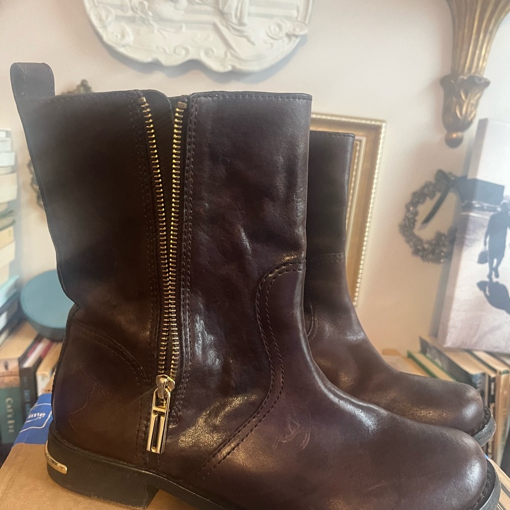 Festival season! Brown Leather Boots with Zipper